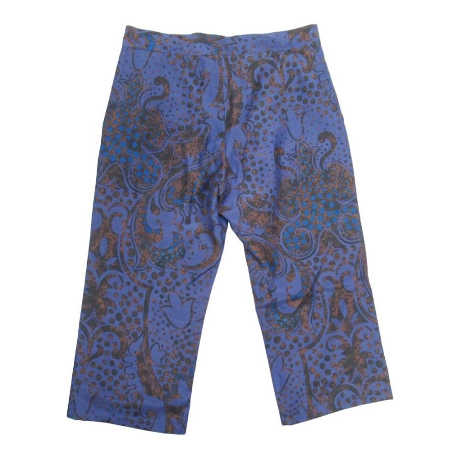 美品 Yohji Yamamoto ヨウジヤマモト 総柄 クロップドパンツ ノータック 七分丈 1 ネイビー×ブラウン FO-P17-218 レディース 古着 中古 | Yohji Yamamoto | 01