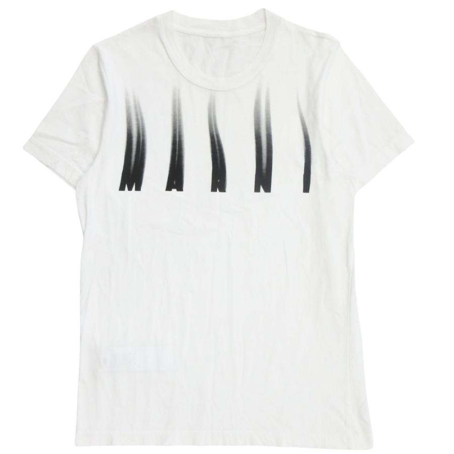 美品 21AW MARNI マルニ ロゴ プリント Tシャツ カットソー 半袖 丸首 HUMU0198PO UTCZ57 サイズ48 白 ホワイト メンズ 古着 中古 | MARNI