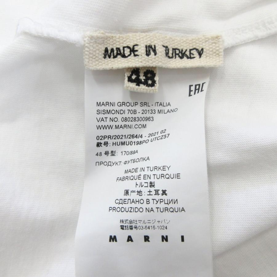 美品 21AW MARNI マルニ ロゴ プリント Tシャツ カットソー 半袖 丸首 HUMU0198PO UTCZ57 サイズ48 白 ホワイト メンズ 古着 中古 | MARNI | 04