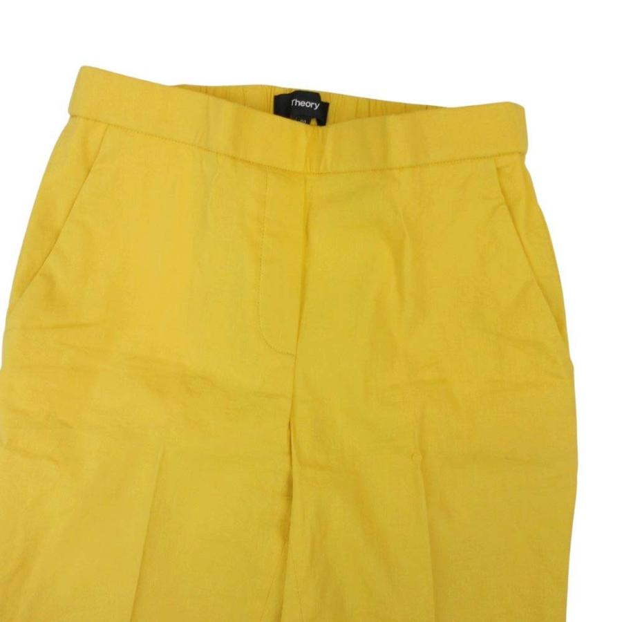 美品 21ss theory セオリー リネン センタープレス パンツ トラウザー スラックス イージーウエスト 00 黄 イエロー レディース 古着 中古 | theory | 02