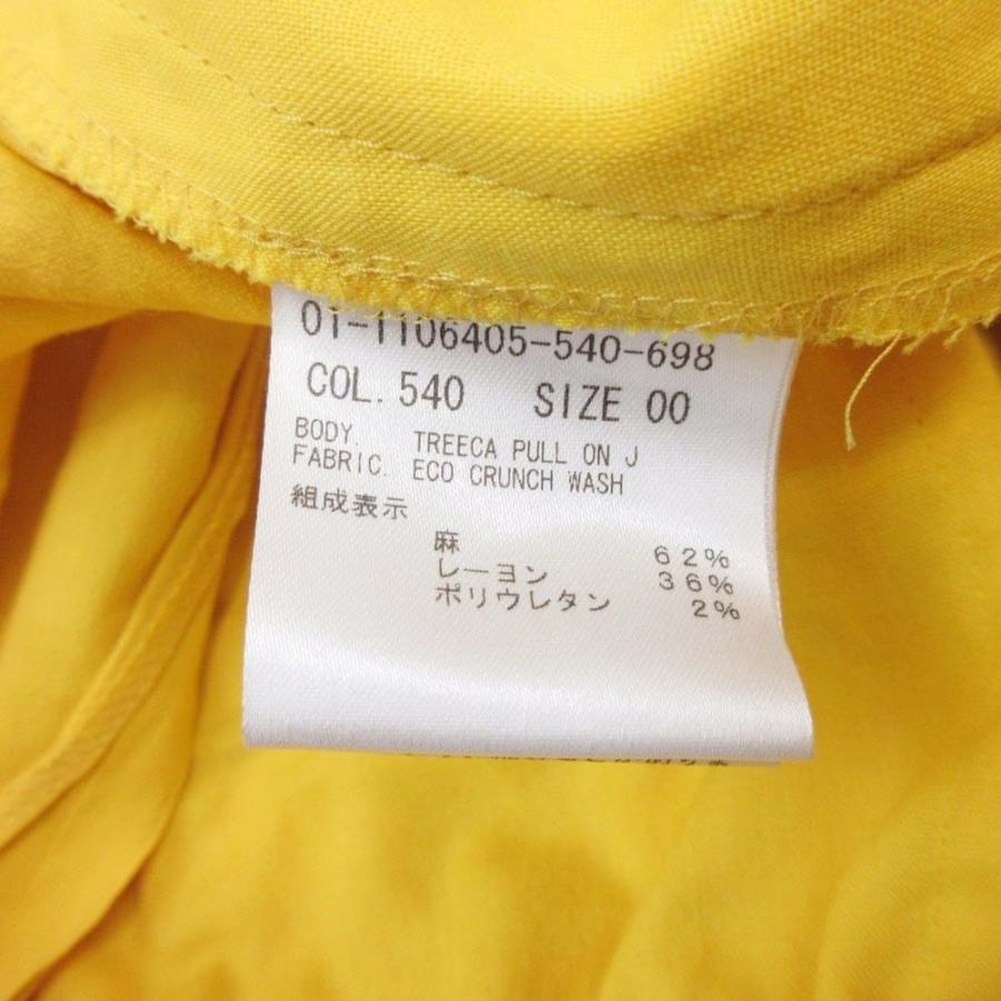 美品 21ss theory セオリー リネン センタープレス パンツ トラウザー スラックス イージーウエスト 00 黄 イエロー レディース 古着 中古 | theory | 06