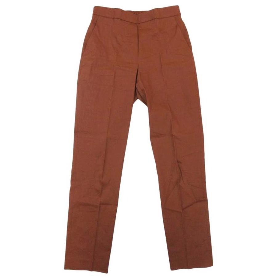 美品 22ss theory セオリー リネン センタープレス パンツ トラウザー スラックス イージーウエスト 00 茶 ブラウン レディース 古着 中古 | theory
