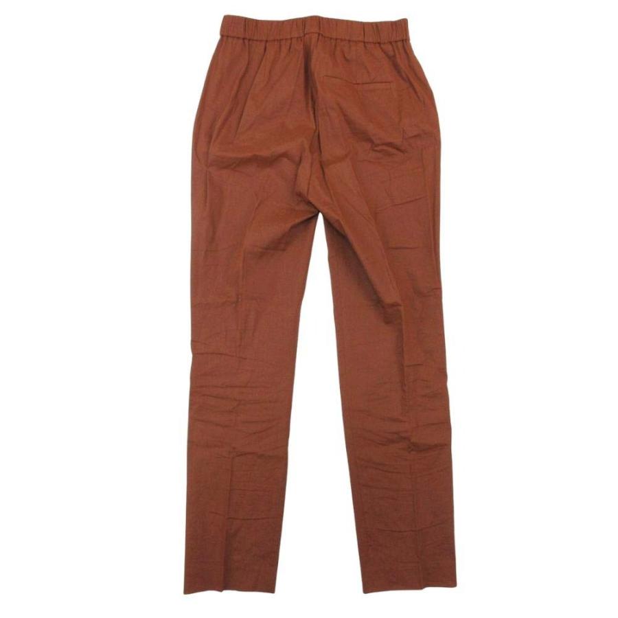 美品 22ss theory セオリー リネン センタープレス パンツ トラウザー スラックス イージーウエスト 00 茶 ブラウン レディース 古着 中古 | theory | 01