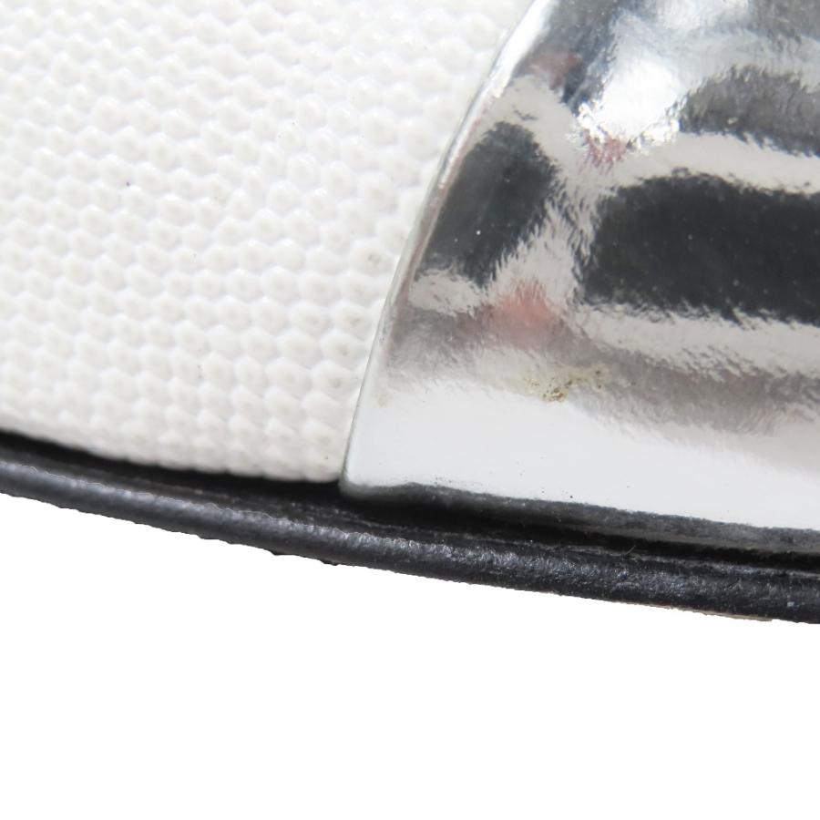 美品 JIMMY CHOO ジミーチュウ WATSON FLAT メタル フラットパンプス 靴 シューズ アーモンドトゥ ホワイト シルバー 34.5 レディース 古着 中古 | JIMMY CHOO | 07