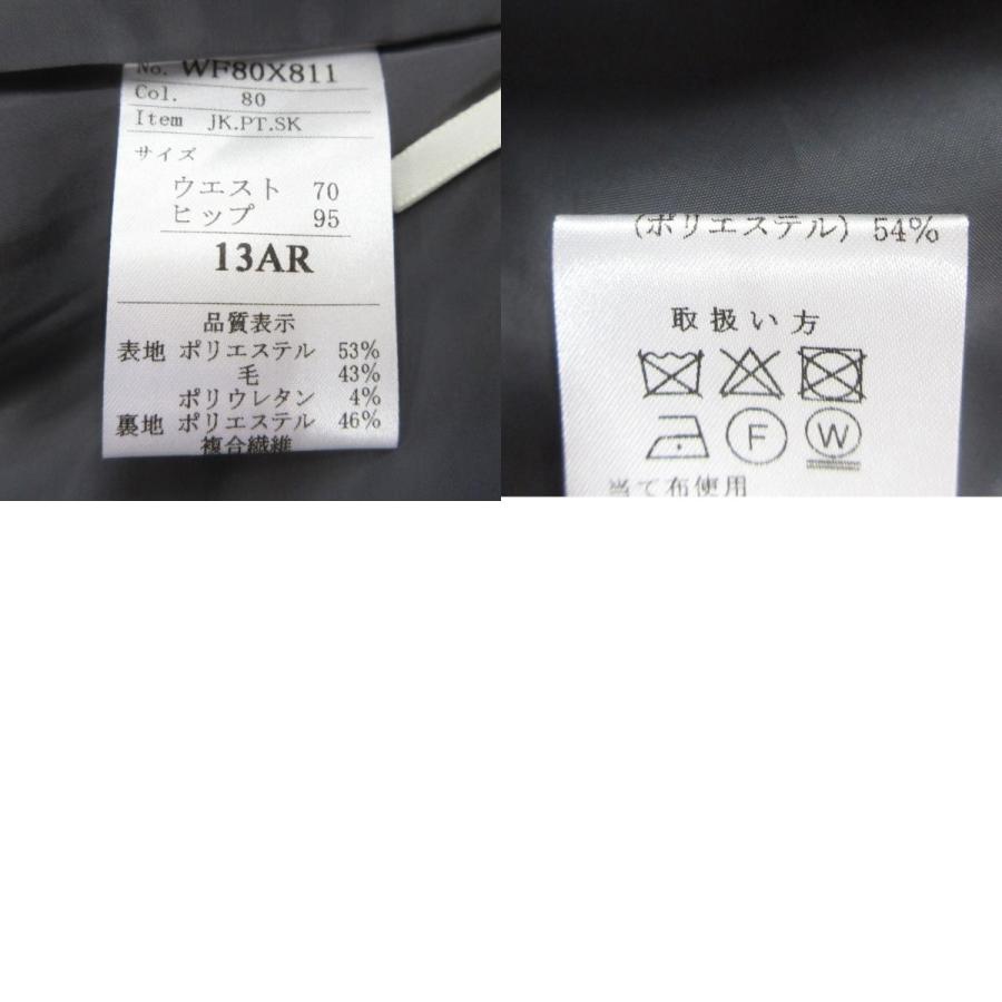 美品 STOVEL & MASON ストーベル＆メイソン セットアップ スーツ ジャケット スカート ストライプ 背抜き サイズ11 グレー レディース 古着 中古 |  | 09