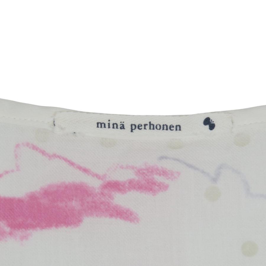 美品 mina perhonen ミナペルホネン mirage コットン ノースリーブ シャツ ブラウス ドット トップス カットソー 38 白 ホワイト レディース 古着 中古 | mina perhonen | 04