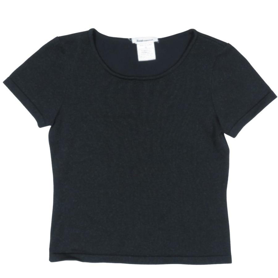 美品 Rene ルネ 半袖 Tシャツ トップス プルオーバー カットソー クルーネック 丸首 ラメ ストレッチ 36 黒 ブラック レディース 古着 中古 | Rene