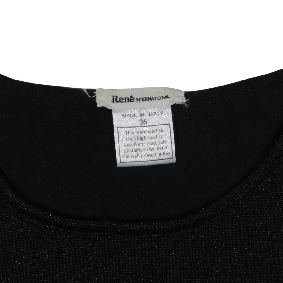 美品 Rene ルネ 半袖 Tシャツ トップス プルオーバー カットソー クルーネック 丸首 ラメ ストレッチ 36 黒 ブラック レディース 古着 中古 | Rene | 03