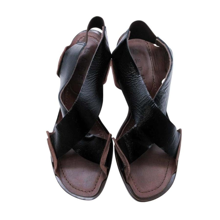 新品同様 MARNI マルニ レザー ウッドソール サンダル スリングバック シューズ 靴 37.5/24 黒 ブラック 茶 ブラウン レディース 古着 中古 | MARNI | 02