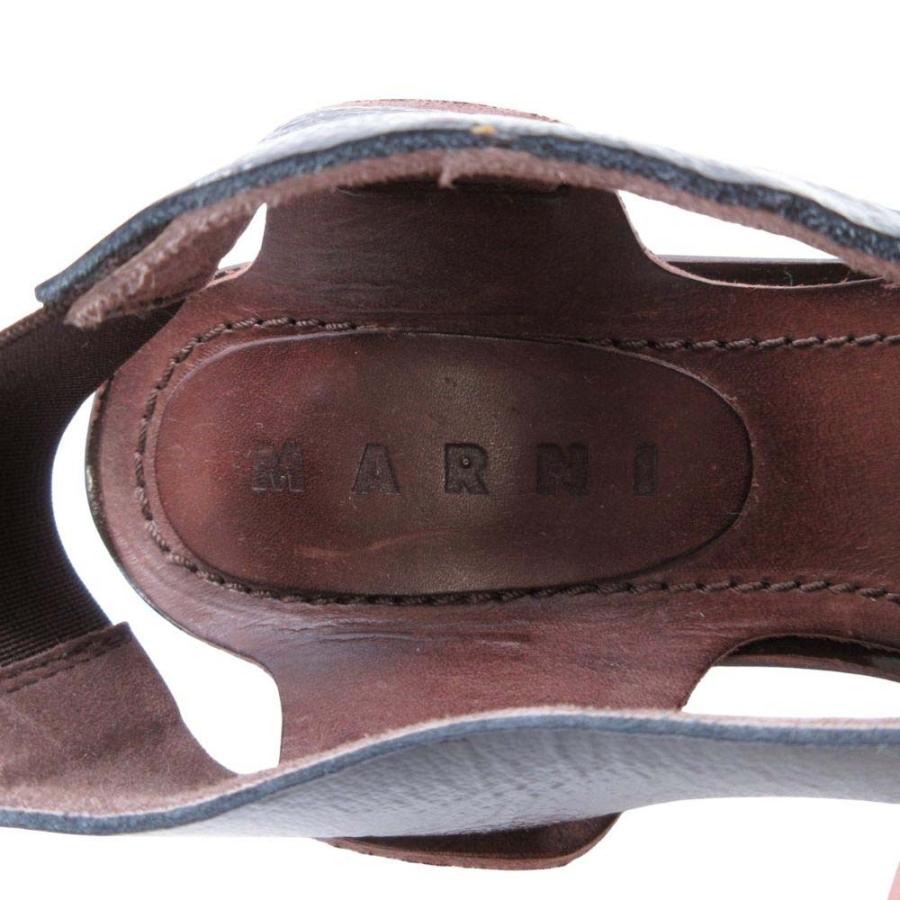新品同様 MARNI マルニ レザー ウッドソール サンダル スリングバック シューズ 靴 37.5/24 黒 ブラック 茶 ブラウン レディース 古着 中古 | MARNI | 08
