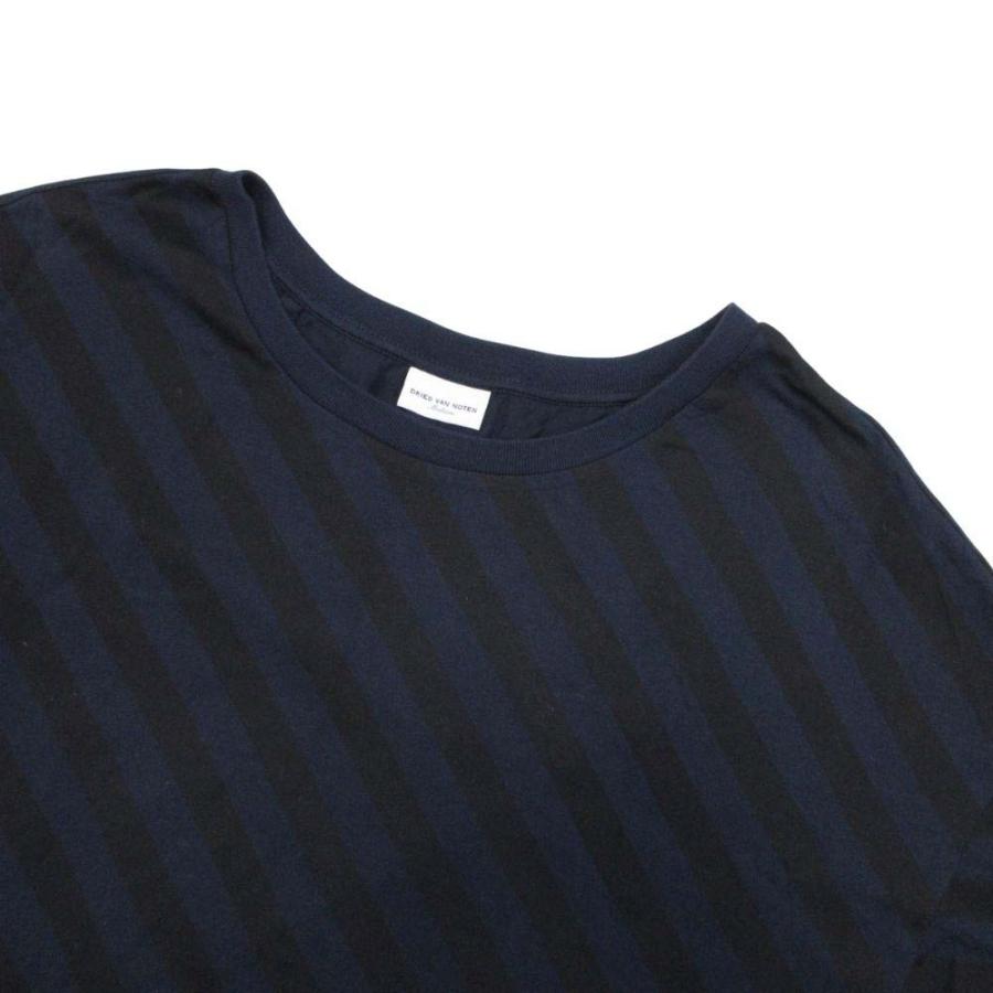 美品 Dries Van Noten ドリスヴァンノッテン レジメンタルストライプ トップス 五分袖 Tシャツ カットソー M ネイビー ブラック メンズ レディース 古着 中古 | DRIES VAN NOTEN | 02
