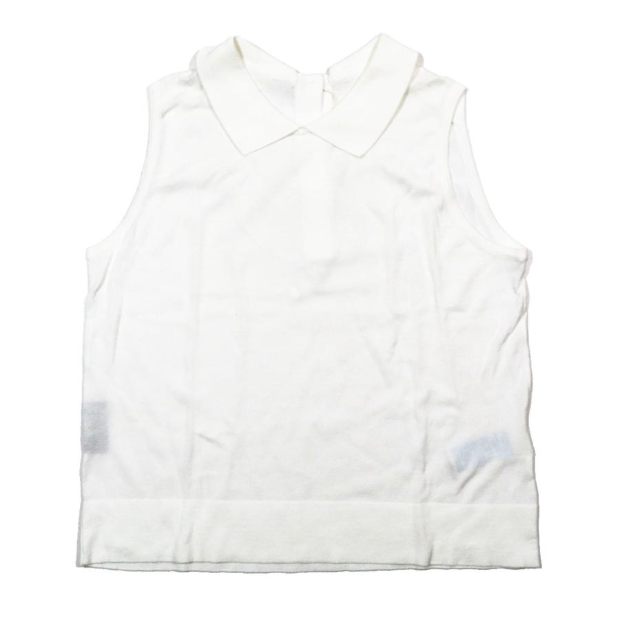 美品 JOHN SMEDLEY ジョンスメドレー GENNIE ジーニー 30G ノースリーブ ポロシャツ ニット セーター コットン ホワイト S レディース 古着 中古 | JOHN SMEDLEY