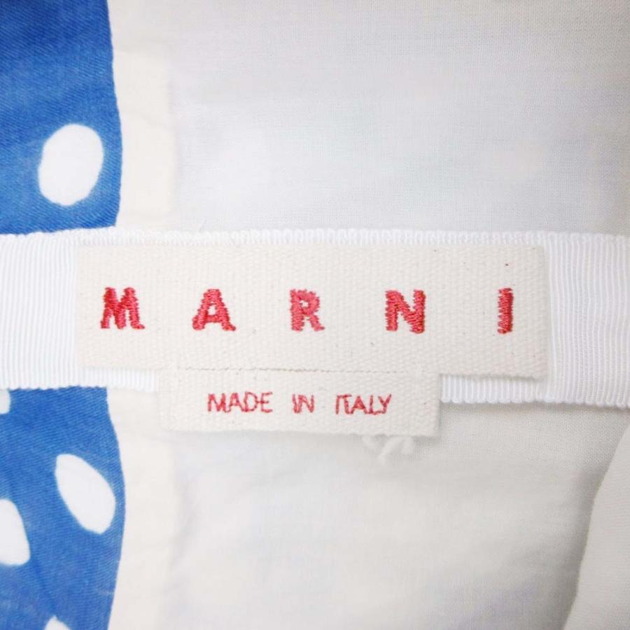 美品 22ss MARNI マルニ ドット ボーダー リネン スカート フレア 膝丈 ハーフタック 36 青 ブルー レディース 古着 中古 | MARNI | 04