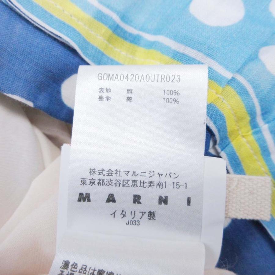 美品 22ss MARNI マルニ ドット ボーダー リネン スカート フレア 膝丈 ハーフタック 36 青 ブルー レディース 古着 中古 | MARNI | 05