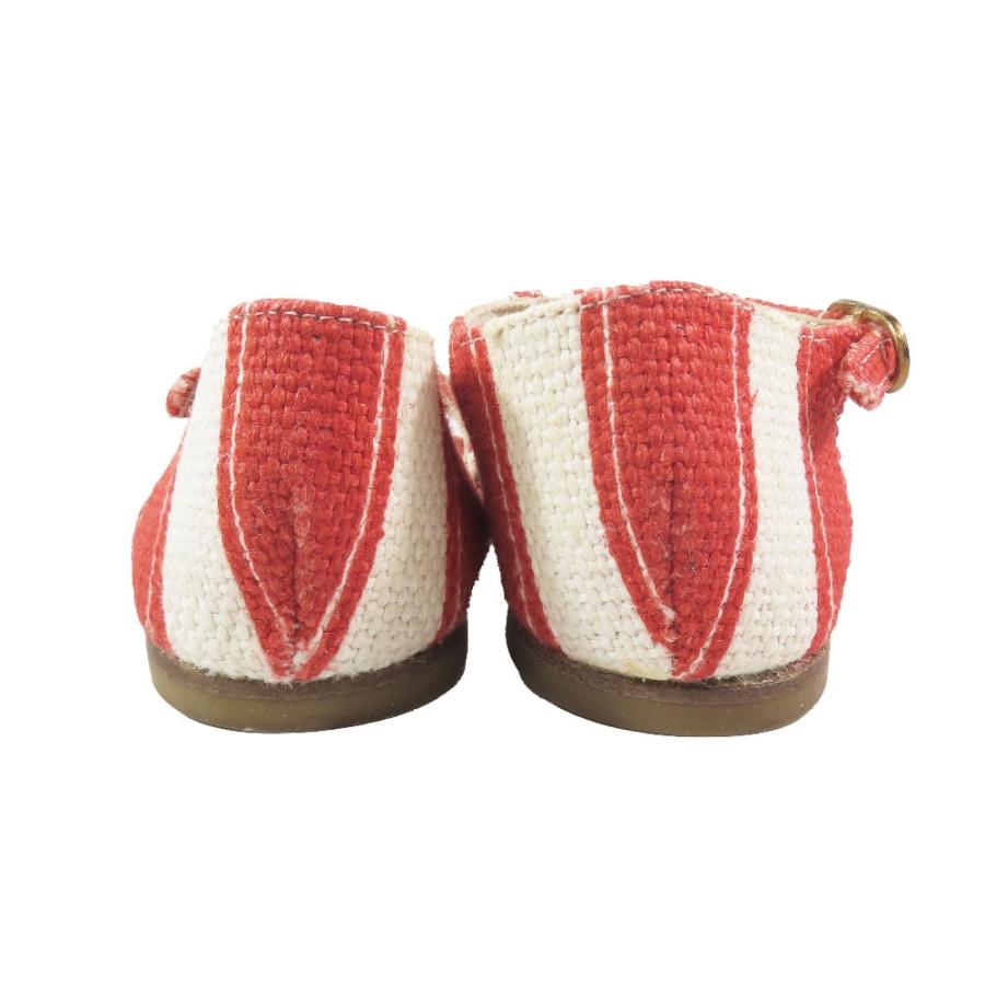 未使用 DOLCE\u0026GABBANA ドルチェアンドガッバーナ キッズ 子供靴 フラットサンダル ストライプ 靴 シューズ 赤 ホワイト 25 キッズ 古着 中古の画像