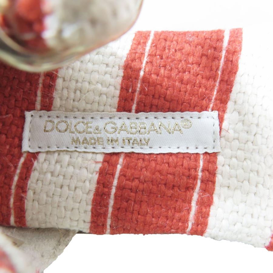 未使用 DOLCE\u0026GABBANA ドルチェアンドガッバーナ キッズ 子供靴 フラットサンダル ストライプ 靴 シューズ 赤 ホワイト 25 キッズ 古着 中古の画像