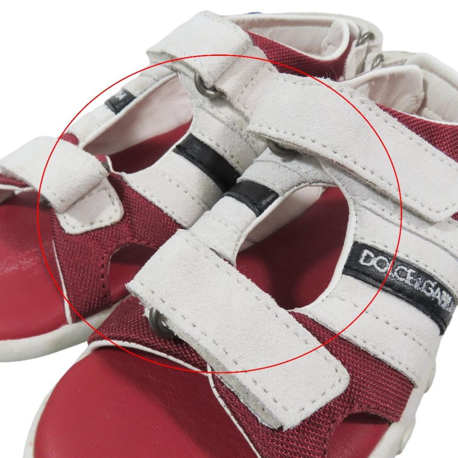 未使用 DOLCE\u0026GABBANA ドルチェアンドガッバーナ キッズ 子供靴 スポーツサンダル シューズ スエードレザー ロゴ 30 白 赤 キッズ 古着 中古の画像