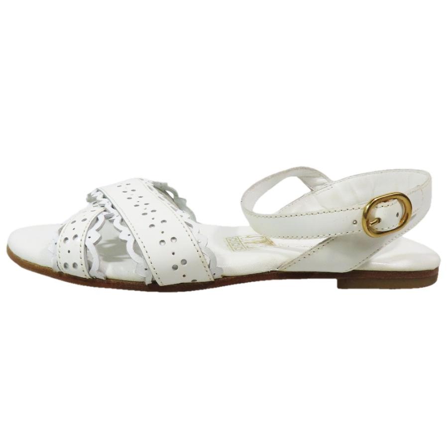 未使用 DOLCE\u0026GABBANA ドルチェアンドガッバーナ キッズ 子供靴 フラット レザー サンダル ストラップ シューズ 28 白 キッズ 古着 中古の画像