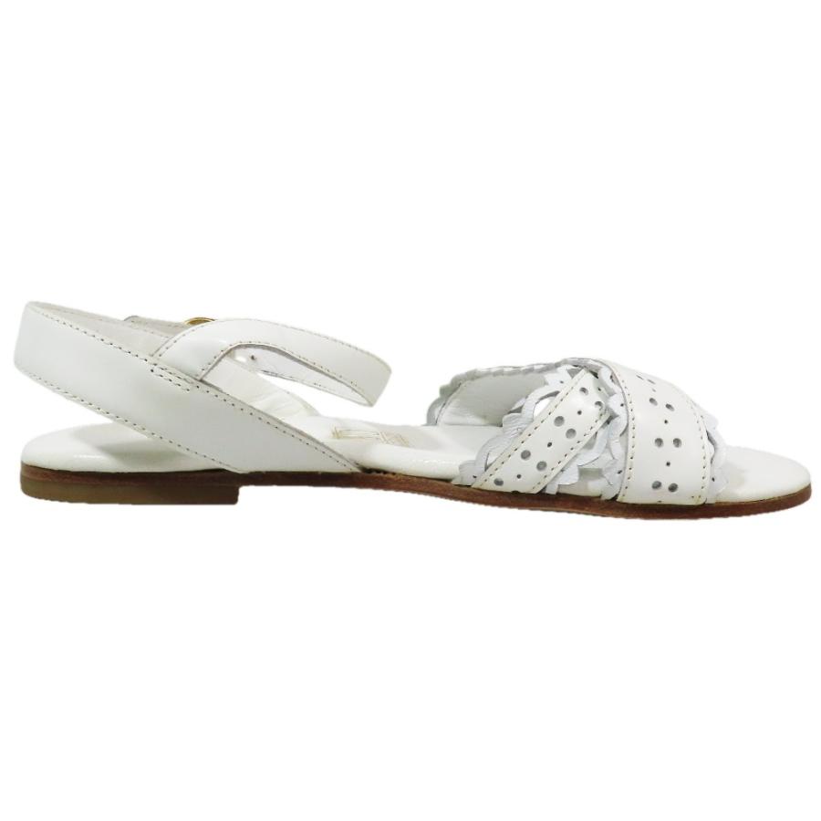 未使用 DOLCE\u0026GABBANA ドルチェアンドガッバーナ キッズ 子供靴 フラット レザー サンダル ストラップ シューズ 28 白 キッズ 古着 中古の画像