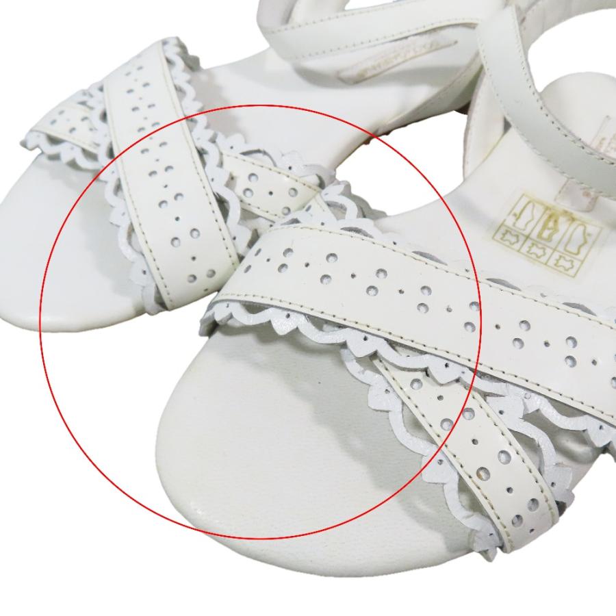 未使用 DOLCE\u0026GABBANA ドルチェアンドガッバーナ キッズ 子供靴 フラット レザー サンダル ストラップ シューズ 28 白 キッズ 古着 中古の画像