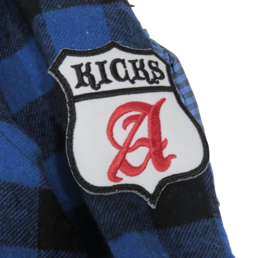 美品 atmos アトモス コットン 長袖 ジャケット ロゴ 刺繍 ワッペン チェック柄 アウター M 青 ブルー 黒 ブラック メンズ 古着 中古 | atmos | 03