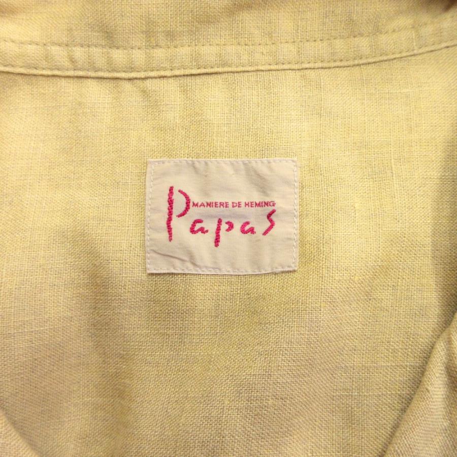 PAPAS（パパス） 美品 リネン オープンカラー シャツ カットソー