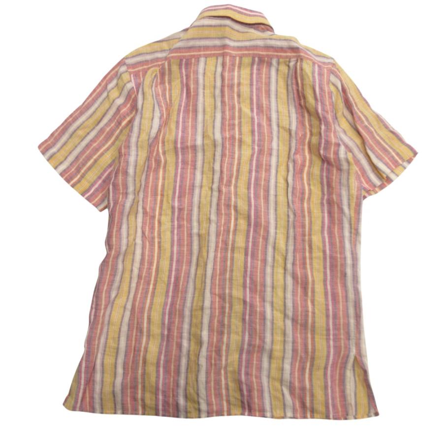 美品 Loro Piana ロロピアーナ リネン 半袖 シャツ カットソー ストライプ ボックスシルエット M ピンク×マルチ メンズ 古着 中古 | Loro Piana | 01