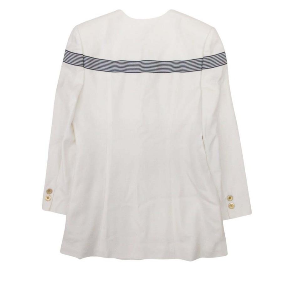 良品 miss ashida ミスアシダ スカートスーツ セットアップ ノーカラージャケット プリーツスカート 9 アイボリーxネイビー レディース 古着 中古 | miss ashida | 02