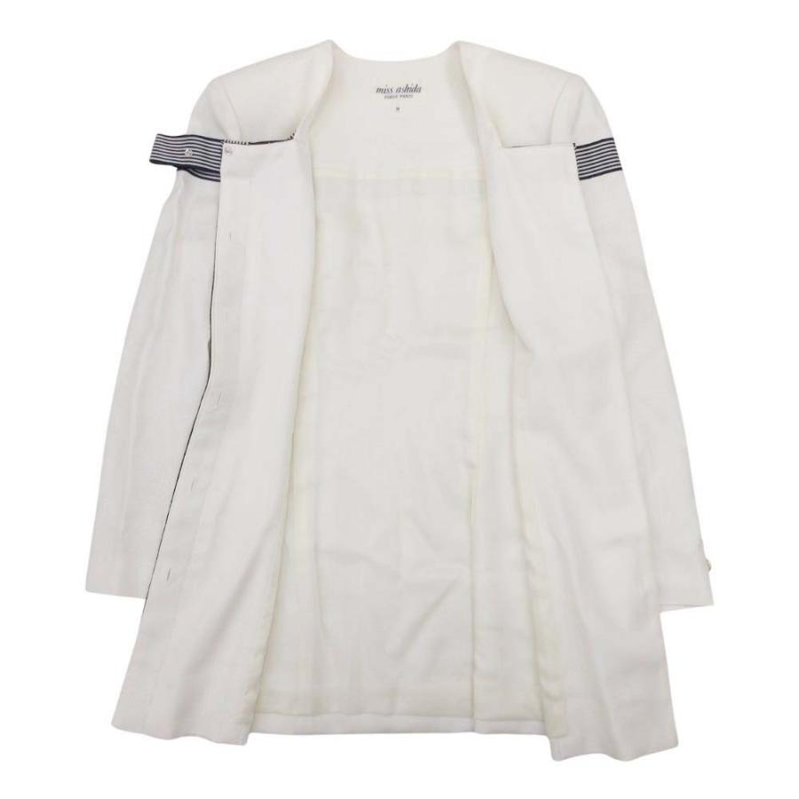 良品 miss ashida ミスアシダ スカートスーツ セットアップ ノーカラージャケット プリーツスカート 9 アイボリーxネイビー レディース 古着 中古 | miss ashida | 03