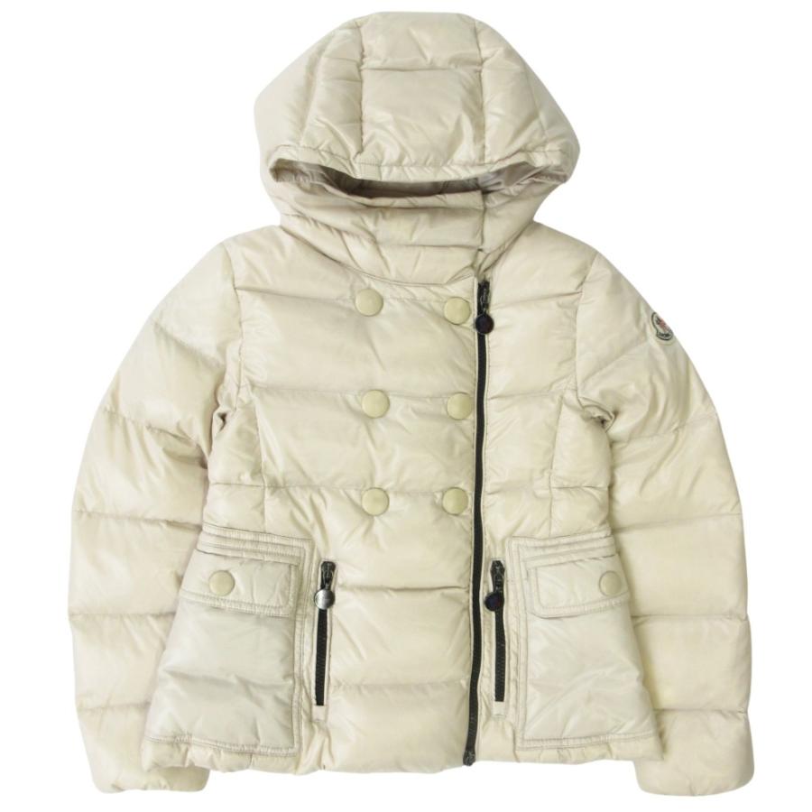 良品 MONCLER モンクレール ダウン ジャケット ブルゾン コート ジャンパー フード ジップアップ G32-003 サイズ130 アイボリー キッズ 古着 中古 | MONCLER