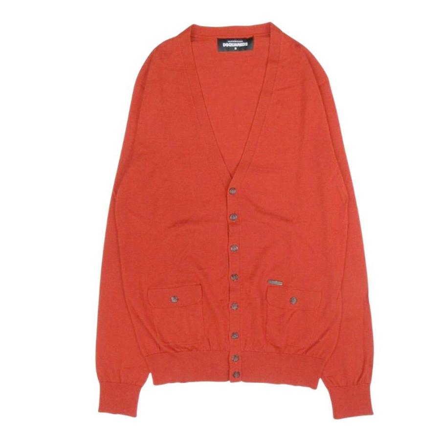 美品 15aw DSQUARED2 ディースクエアード カーディガン Vネック 長袖 羽織 カットソー ウール 羊毛 S オレンジ系 テラコッタ 赤茶 メンズ 古着 中古 | DSQUARED2