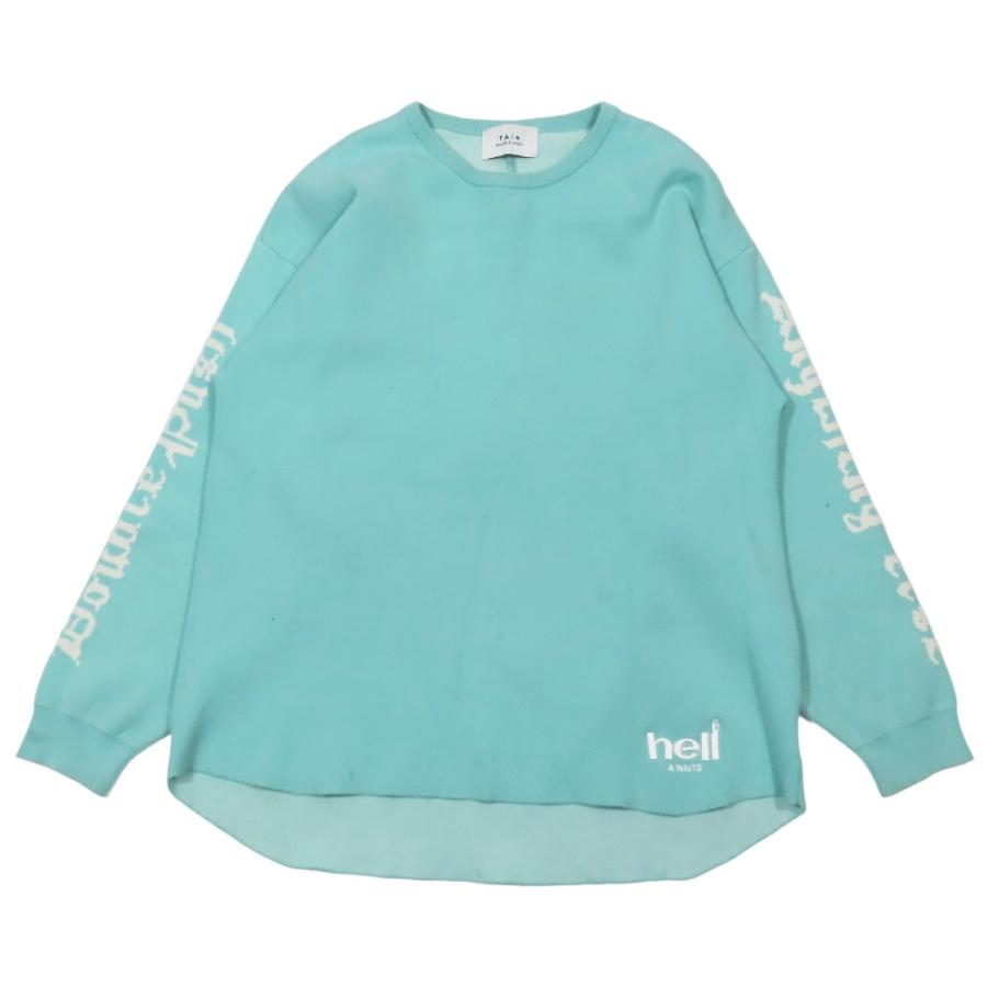 良品 TAIN DOUBLE PUSH タインダブルプッシュ KNIT FOOTBALL ニット セーター 長袖 カットソー M ミントグリーン T313-KNLT02 メンズ 古着 中古 | TAIN DOUBLE PUSH