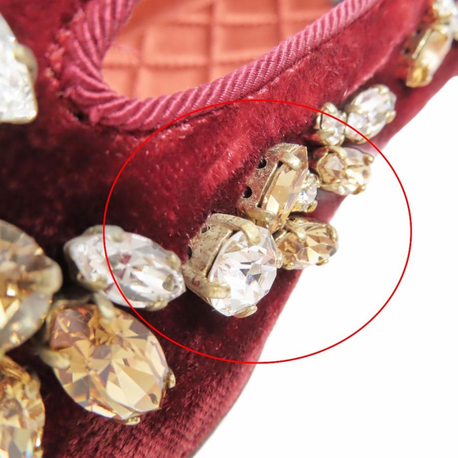未使用 DOLCE&GABBANA ドルチェ＆ガッバーナ ベロア ビジュー フラットシューズ パンプス スリッポン 靴 ベルベット 36 レッド レディース 古着 中古 | DOLCE&GABBANA | 06