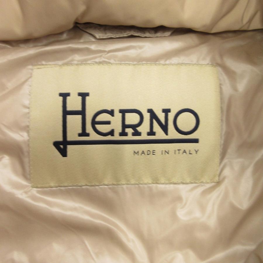 良品 HERNO ヘルノ ポーラテック ダウン ジャケット ブルゾン ショート コート フレア Aライン 38 ベージュ レディース 古着 中古_6