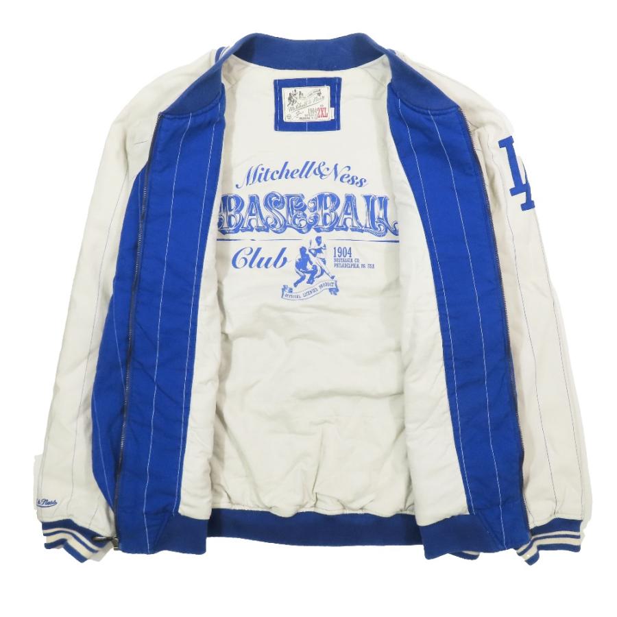 良品 MITCHELL＆NESS ミッチェルアンドネス ロサンゼルス・ドジャース ストライプ スタジャン ジャケット ブルゾン ブルー 2XL メンズ 古着 中古 USED Mitchell&Ness（ミッチェルアンドネス） 良品 ロサンゼルス