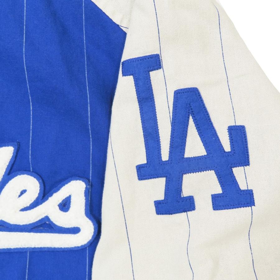 良品 MITCHELL＆NESS ミッチェルアンドネス ロサンゼルス・ドジャース ストライプ スタジャン ジャケット ブルゾン ブルー 2XL メンズ 古着 中古 USED Mitchell&Ness（ミッチェルアンドネス） 良品 ロサンゼルス