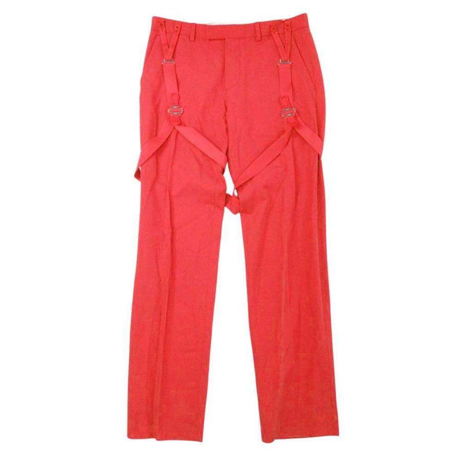 美品 22aw フミカ ウチダ FUMIKA_UCHIDA GABARDINE HARNESS SLACKS ギャバジン ハーネス スラックス パンツ トラウザー 38 赤 レディース 古着 中古