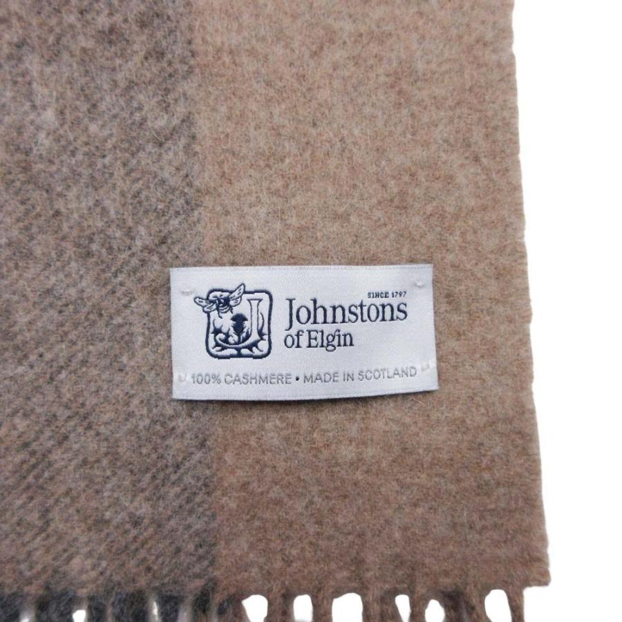 新品同様 Johnstons of Elgin ジョンストンズオブエルガン カシミヤ チェック フリンジ ストール マフラー マルチカラー レディース 古着 中古_5
