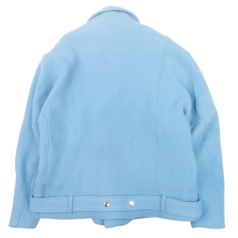 未使用 22aw CINOH チノ W FACE RIDERS JACKET ダブルフェイス ライダースジャケット ブルゾン メルトン ウール 46 サックス レディース 古着 中古 | CINOH | 01