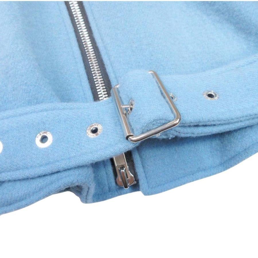 未使用 22aw CINOH チノ W FACE RIDERS JACKET ダブルフェイス ライダースジャケット ブルゾン メルトン ウール 46 サックス レディース 古着 中古 | CINOH | 04