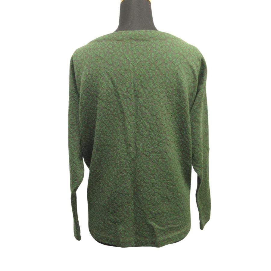 ISSEY MIYAKE イッセイミヤケ 80's レオパード タック ニット セーター カットソー ヒョウ柄 筆タグ ヴィンテージ 9 緑 グリーン レディース 古着 中古 | ISSEY MIYAKE | 01