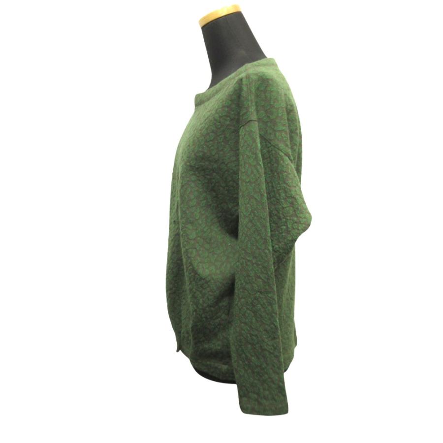 ISSEY MIYAKE イッセイミヤケ 80's レオパード タック ニット セーター カットソー ヒョウ柄 筆タグ ヴィンテージ 9 緑 グリーン レディース 古着 中古 | ISSEY MIYAKE | 02
