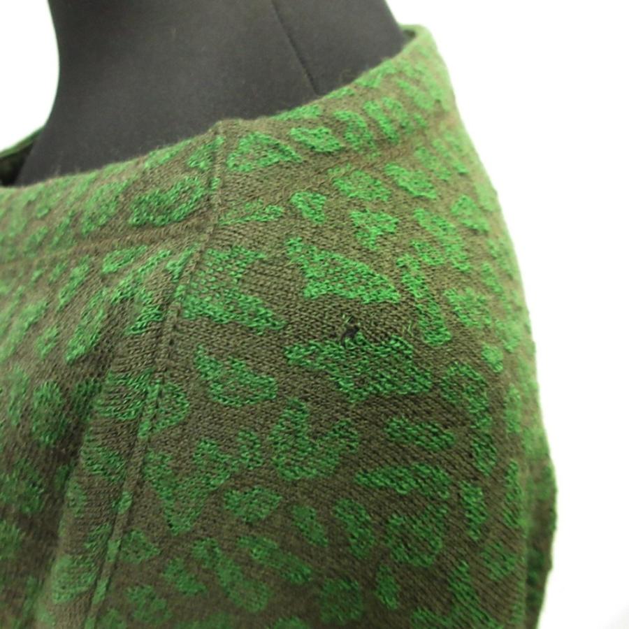 ISSEY MIYAKE イッセイミヤケ 80's レオパード タック ニット セーター カットソー ヒョウ柄 筆タグ ヴィンテージ 9 緑 グリーン レディース 古着 中古 | ISSEY MIYAKE | 05