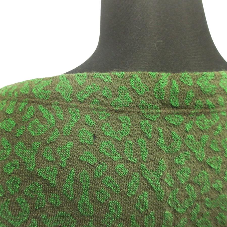 ISSEY MIYAKE イッセイミヤケ 80's レオパード タック ニット セーター カットソー ヒョウ柄 筆タグ ヴィンテージ 9 緑 グリーン レディース 古着 中古 | ISSEY MIYAKE | 06