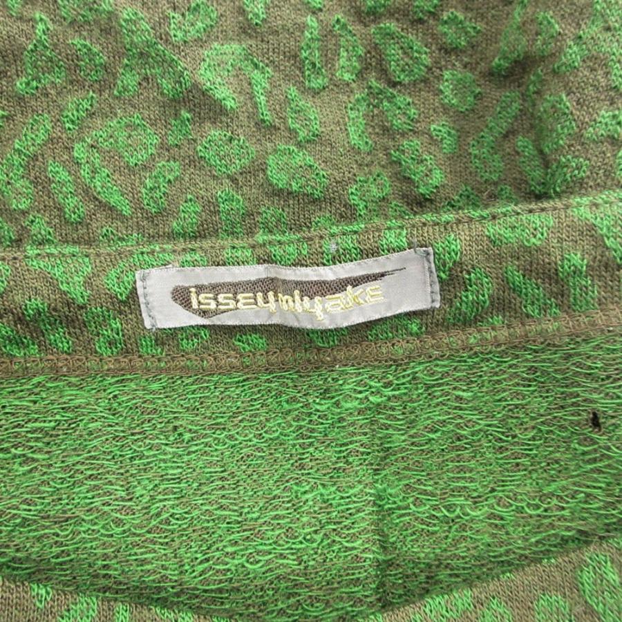 ISSEY MIYAKE イッセイミヤケ 80's レオパード タック ニット セーター カットソー ヒョウ柄 筆タグ ヴィンテージ 9 緑 グリーン レディース 古着 中古 | ISSEY MIYAKE | 08