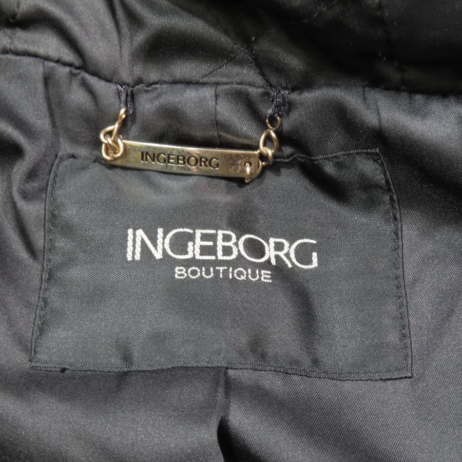 INGEBORG インゲボルグ 羊革 ラムレザージャケット 中綿 フーディ キルティング ブルゾン ラビットファー 9 黒 ブラック レディース 古着 中古 | INGEBORG | 04