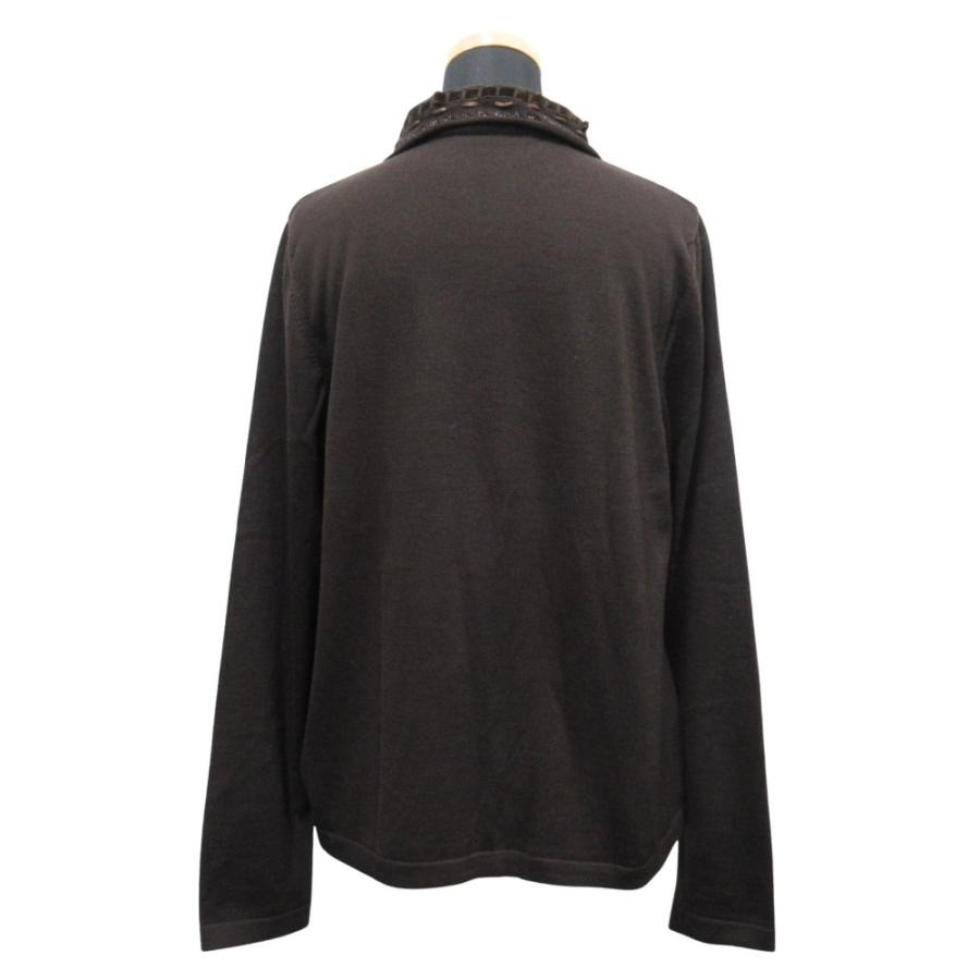 美品 HERNO ヘルノ ウール ニット ポロシャツ カットソー 長袖 大きいサイズ 46 XL 茶 ブラウン レディース 古着 中古 | HERNO | 01