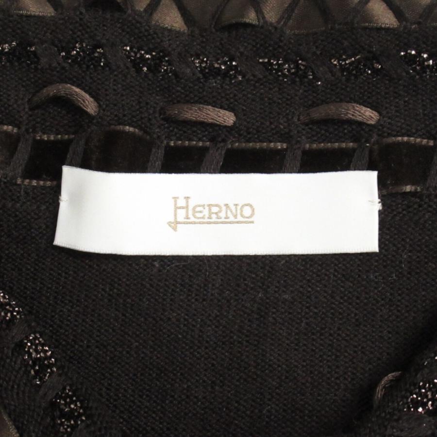 美品 HERNO ヘルノ ウール ニット ポロシャツ カットソー 長袖 大きいサイズ 46 XL 茶 ブラウン レディース 古着 中古 | HERNO | 03