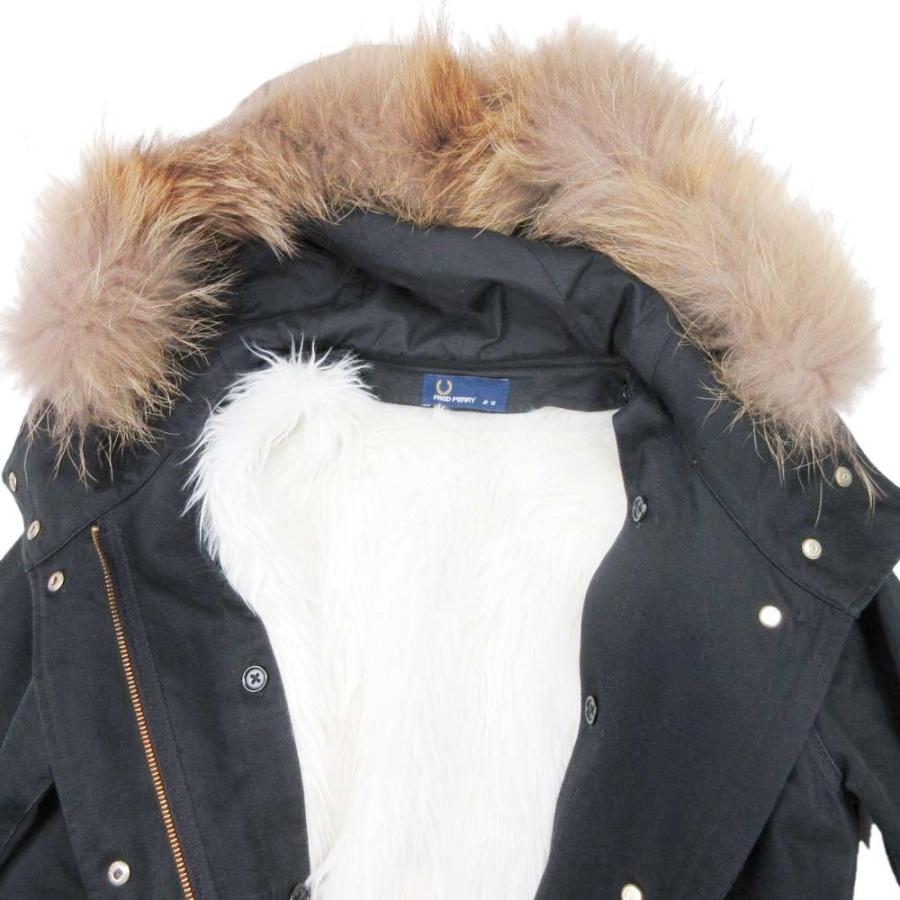 美品 FRED PERRY フレッドペリー M-51 モッズコート フィッシュテールパーカー ミリタリー ファーライナー 10 ブラック レディース 古着 中古 | FRED PERRY | 03