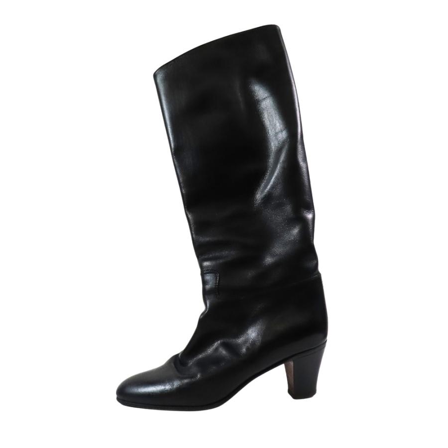 美品 TANINO CRISCI タニノクリスティー レザー ロングブーツ ミディアムヒール シューズ 革靴  35.5 黒 ブラック レディース 古着 中古 | TANINO CRISCI